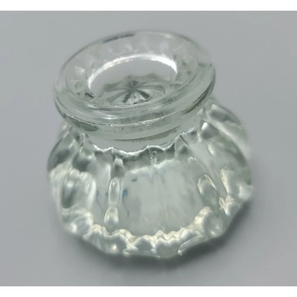 Depression Era 12 Point Glass Fluted Door Knob No Brass Base 2 inch Diameter VTG